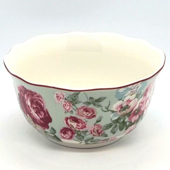 222 Fifth PTS English Rose Ruffle Edge China Cereal Bowl - Picture 3 of 7